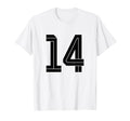 14 White Number 14 Sports Fan T-Shirt - Casual Everyday Wear for Adults