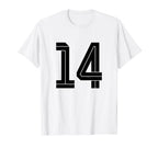 14 White Number 14 Sports Fan T-Shirt - Casual Everyday Wear for Adults