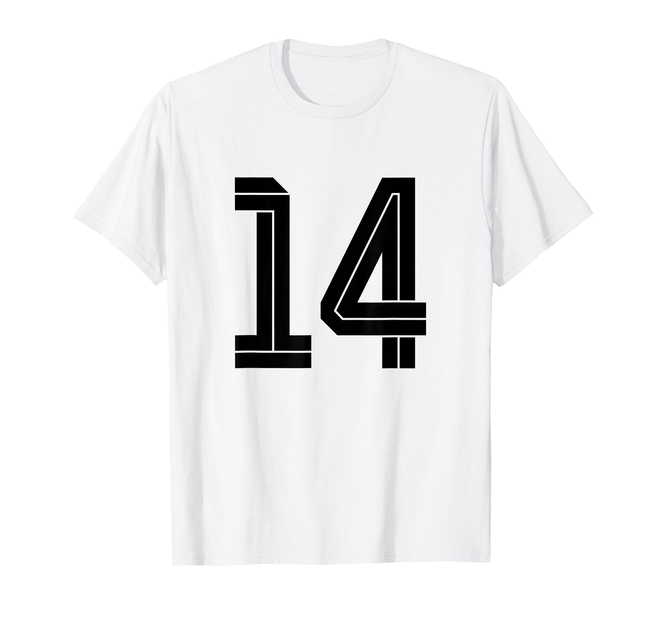 14 White Number 14 Sports Fan T-Shirt - Casual Everyday Wear for Adults