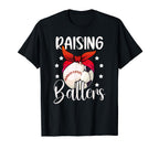 Raising Ballers Soccer Baseball Mom T-Shirt - Fun Novelty Design Men Women