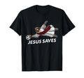 Jesus Saves Funny Soccer Goalie T-Shirt - Minimalist Print Unisex