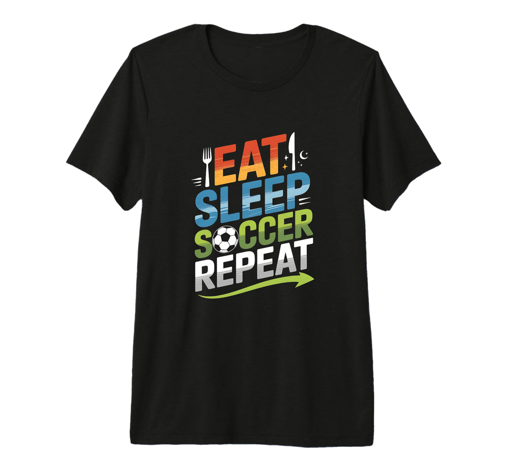 Eat Sleep Soccer Repeat Tri Blend T-Shirt - Aesthetic Graphic for Adults