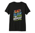 Eat Sleep Soccer Repeat Tri Blend T-Shirt - Aesthetic Graphic for Adults