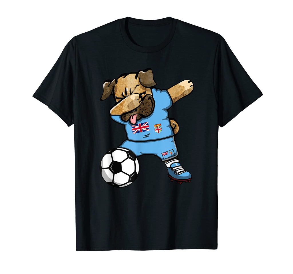 Dabbing Pug Fiji Soccer Fans Jersey T-Shirt - Fun Novelty Design Men Women
