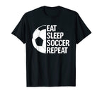 Eat Sleep Soccer Repeat Funny T-Shirt - Aesthetic Graphic for Adults