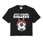 Busy Raising Ballers Soccer Polka Bandana T-Shirt - Unique Graphic Unisex