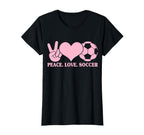 Soccer Soccer Player Peace Love Soccer T-Shirt - Minimalist Print Men Women