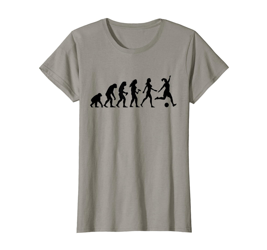 Human Evolution Soccer Female T-Shirt - Fun Novelty Design Men Women