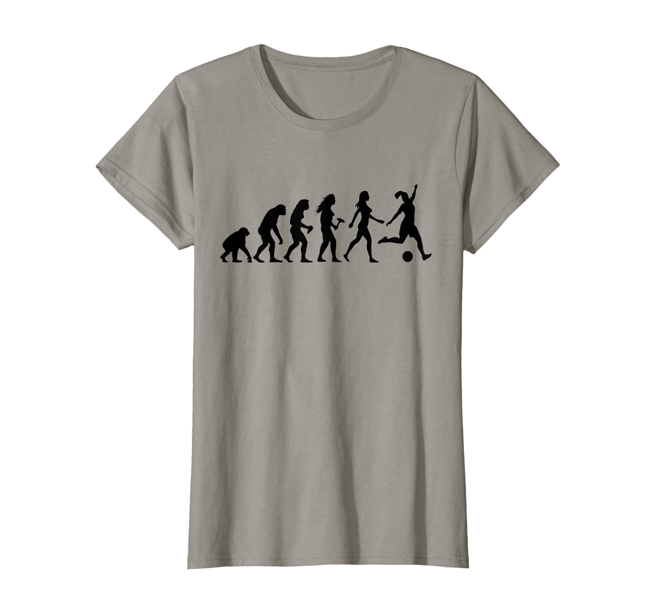 Human Evolution Soccer Female T-Shirt - Fun Novelty Design Men Women