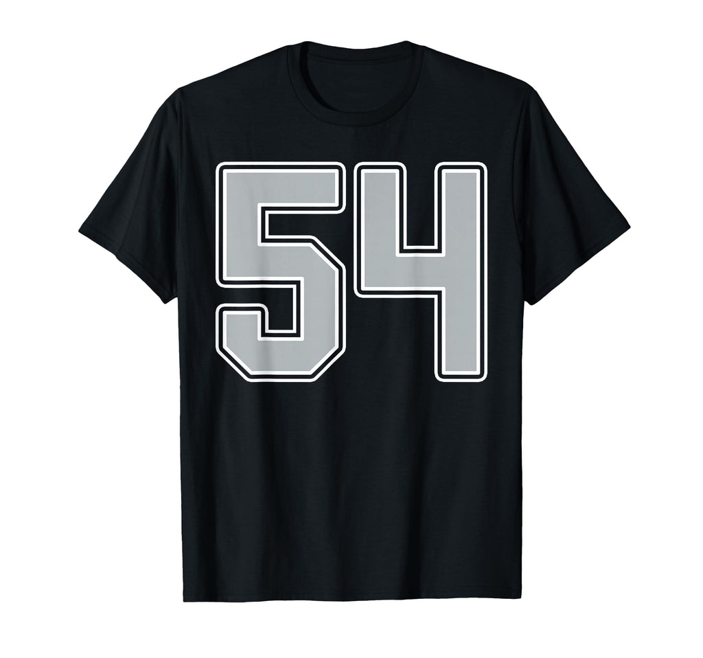 Silver Black White Number 54 Jersey T-Shirt - Custom Art Print Men Women