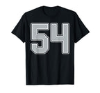 Silver Black White Number 54 Jersey T-Shirt - Custom Art Print Men Women