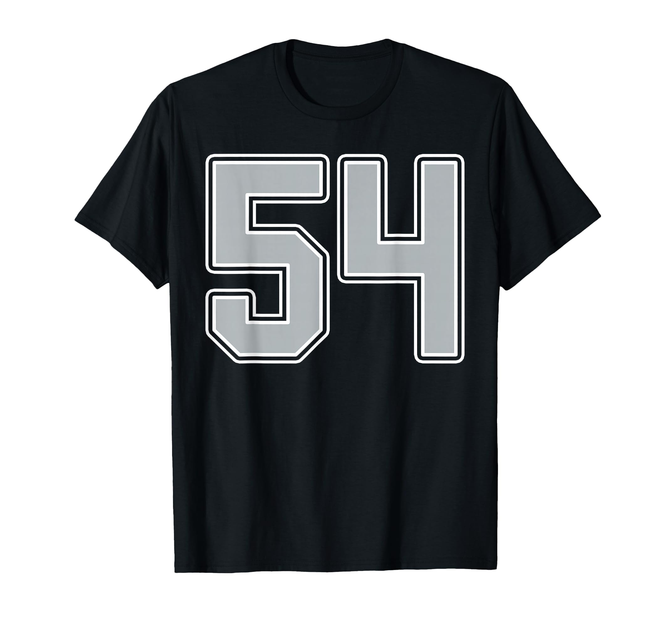 Silver Black White Number 54 Jersey T-Shirt - Custom Art Print Men Women