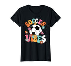 Soccer Vibes Soccer Player Groovy T-Shirt - Minimalist Print for Adults