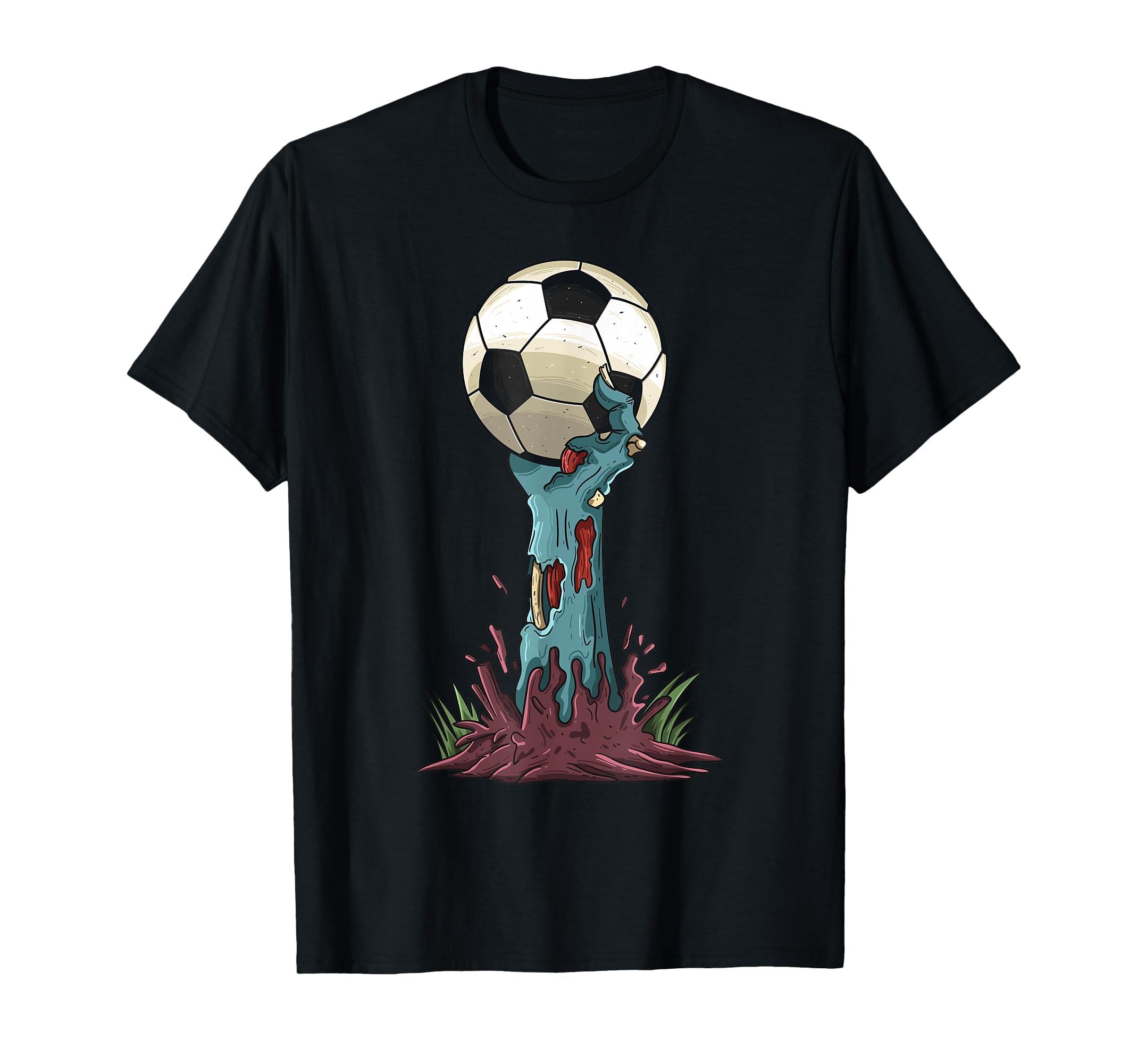 Zombie Hands Soccer Funny Horror T-Shirt - Fun Novelty Design for Adults