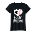 Ball Mom Soccer Baseball Heart Sports T-Shirt - Novelty Apparel for Adults
