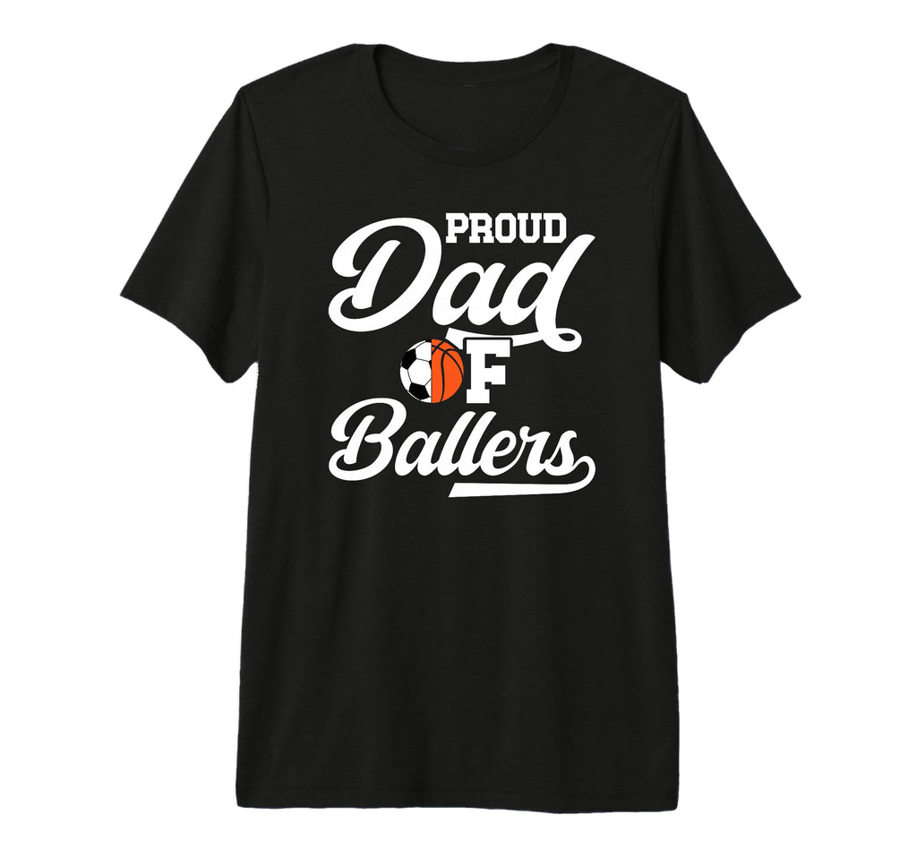 Mens Proud Dad Ballers Soccer T-Shirt - Minimalist Print for Adults