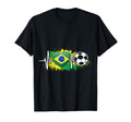 Football Heartbeat Brazil Flag Soccer T-Shirt - Trendy Graphic for Adults