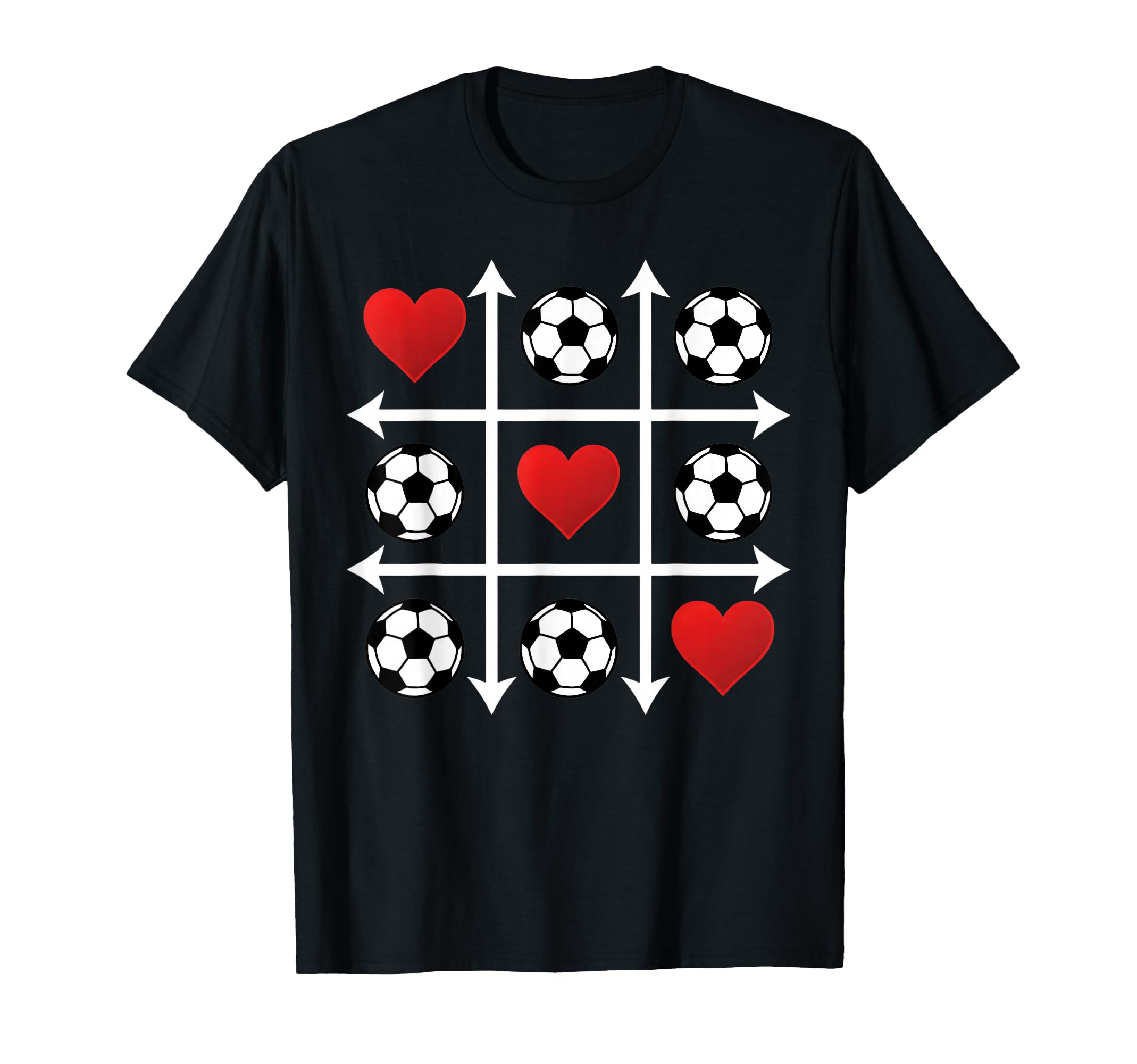 Soccer Valentine Heart Tic Tac Toe Love T-Shirt - Trendy Graphic Men Women