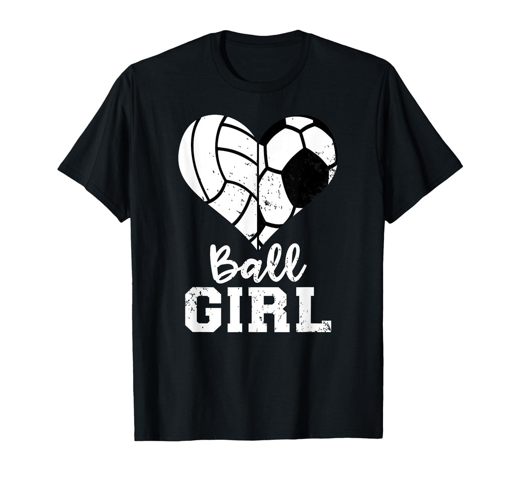 Ball Heart Funny Soccer Volleyball T-Shirt - Graphic Print for Adults