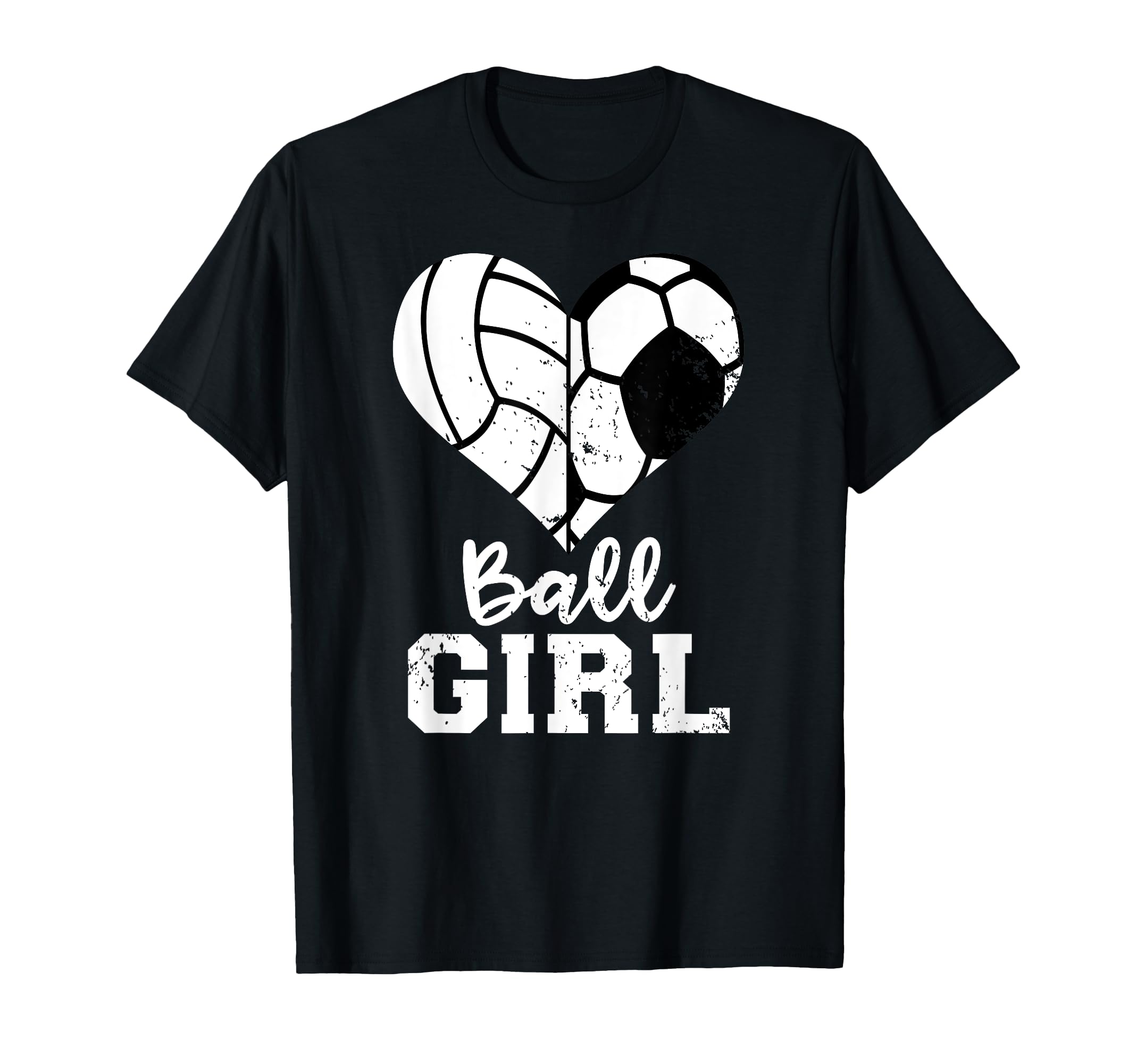 Ball Heart Funny Soccer Volleyball T-Shirt - Graphic Print for Adults