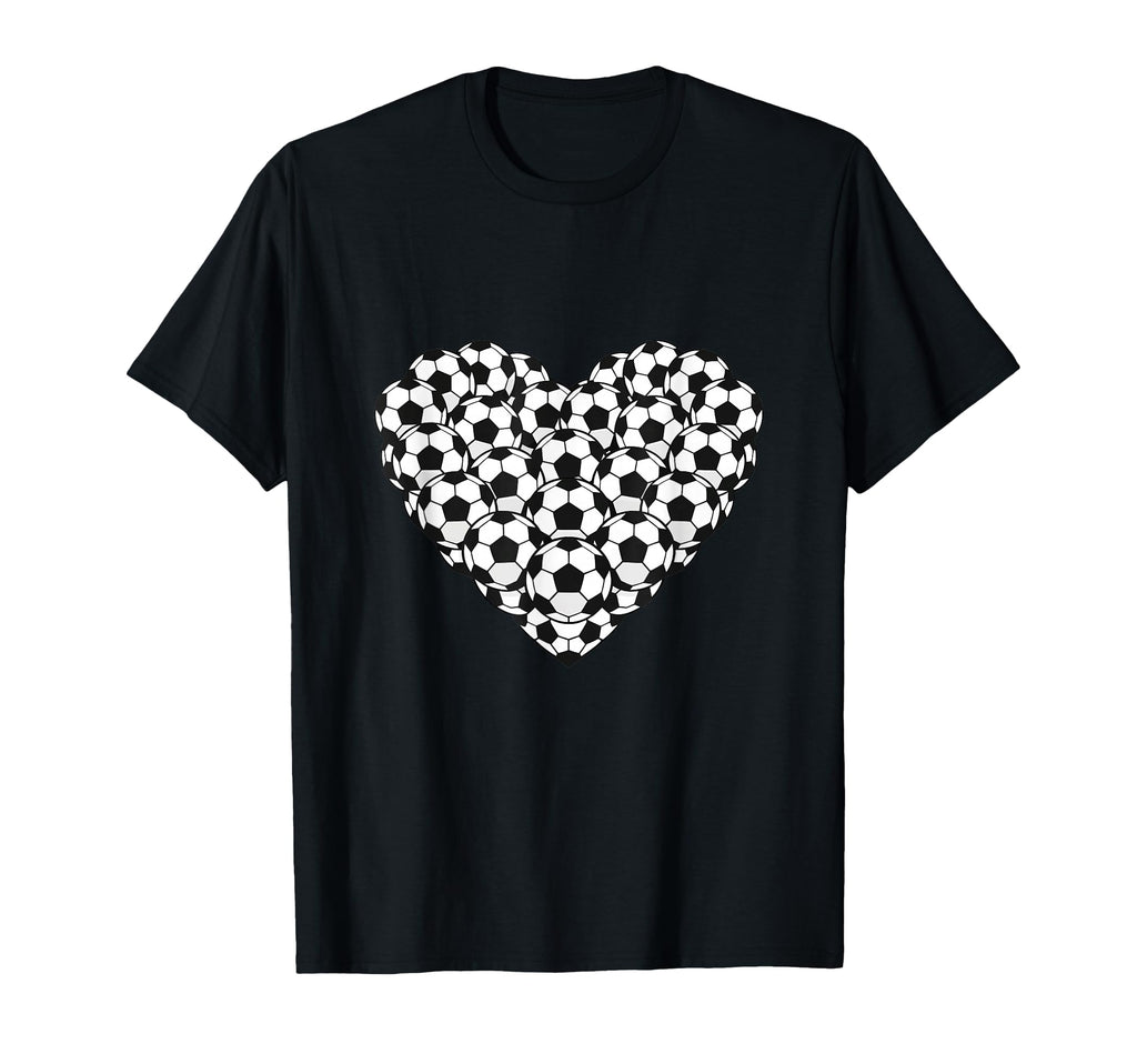 Heart Shaped Soccer Ball Pattern T-Shirt - Custom Art Print Men Women