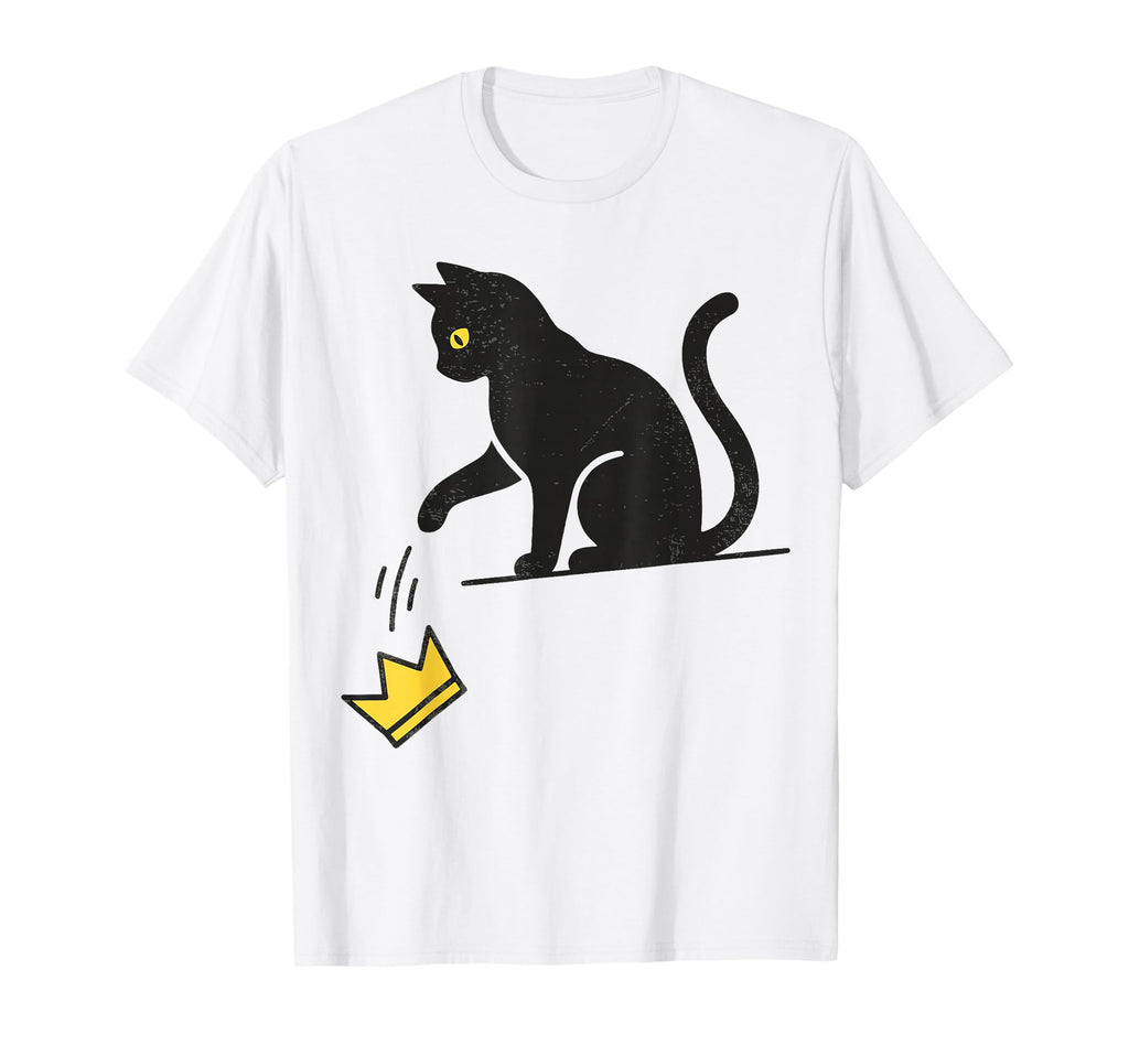 No Kings Black Cat Kicking Crown T Shir T T-Shirt - Trendy Graphic Unisex
