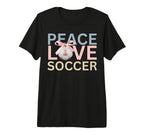 Peace Love Soccer Soccer Player Gift T-Shirt - Aesthetic Graphic Men Women