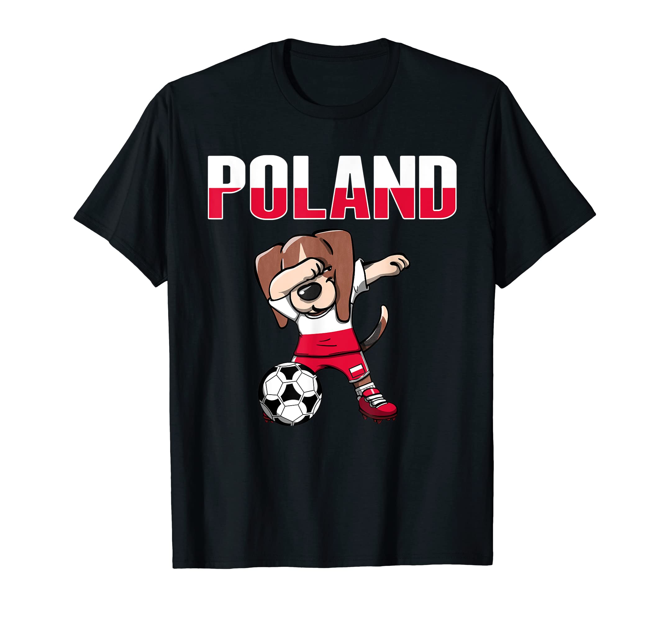 Dabbing Beagle Dog Poland Soccer Fans T-Shirt - Graphic Print Men Women