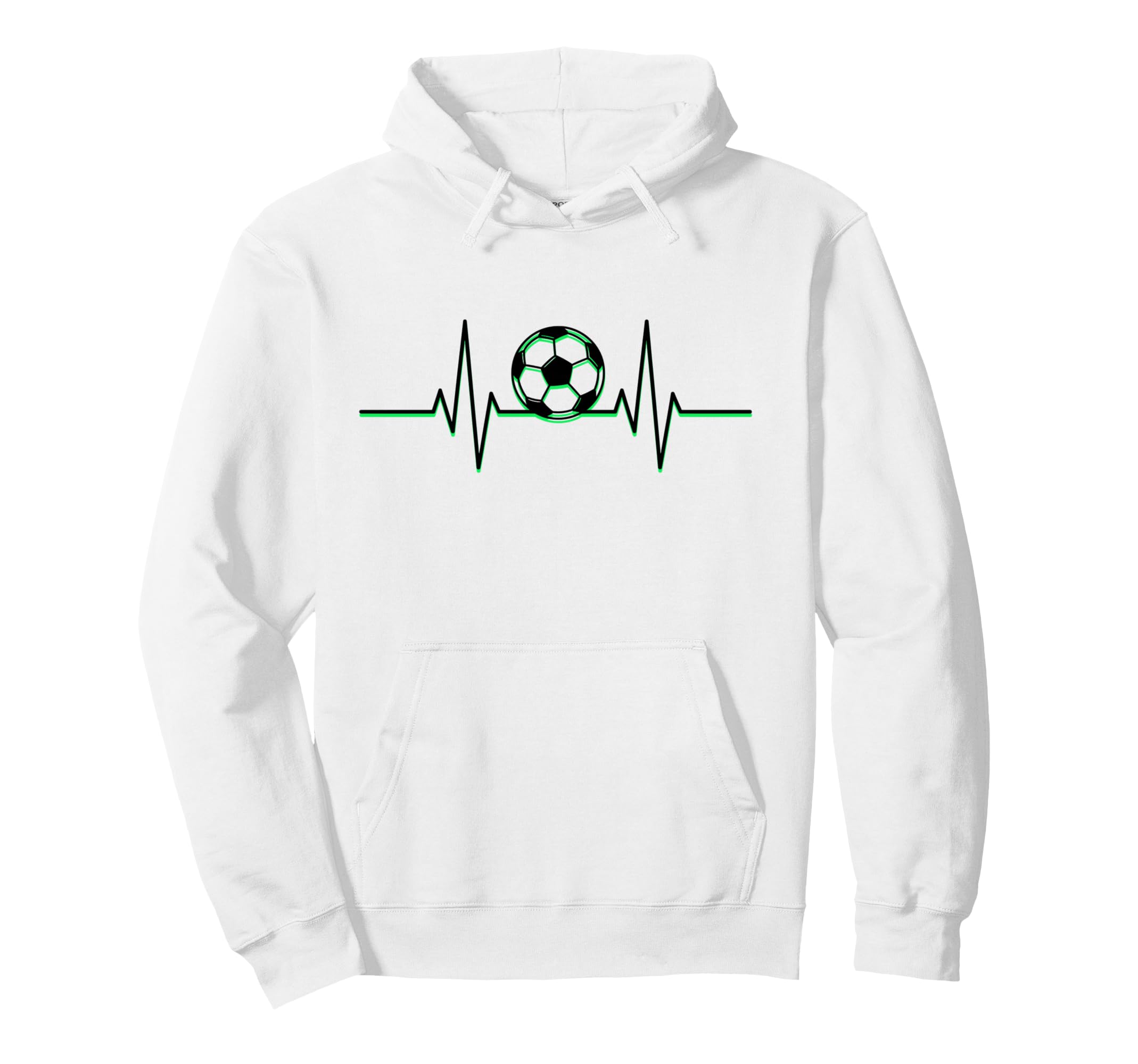 Soccer Ball Heartbeat Ekg Pulse Green Line Hoodie - Streetwear Style Unisex