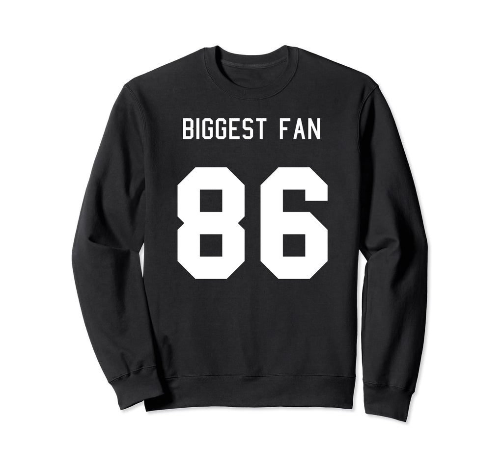 Number 86 Biggest Fan Sport Spirit Sweatshirt - Unique Graphic for Adults