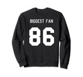 Number 86 Biggest Fan Sport Spirit Sweatshirt - Unique Graphic for Adults