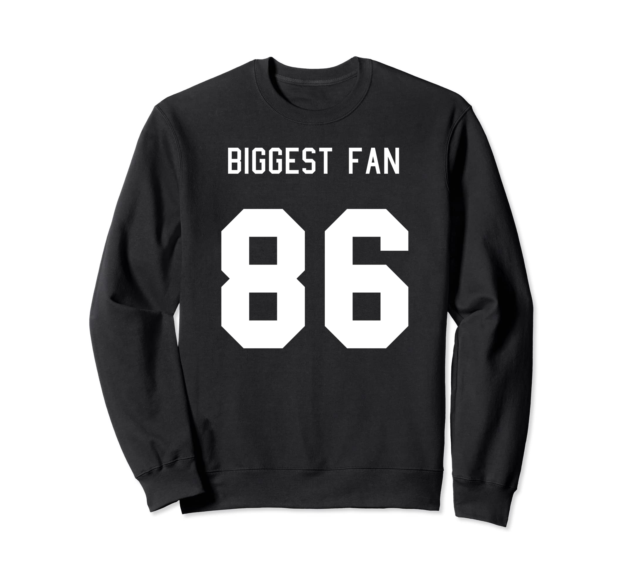 Number 86 Biggest Fan Sport Spirit Sweatshirt - Unique Graphic for Adults