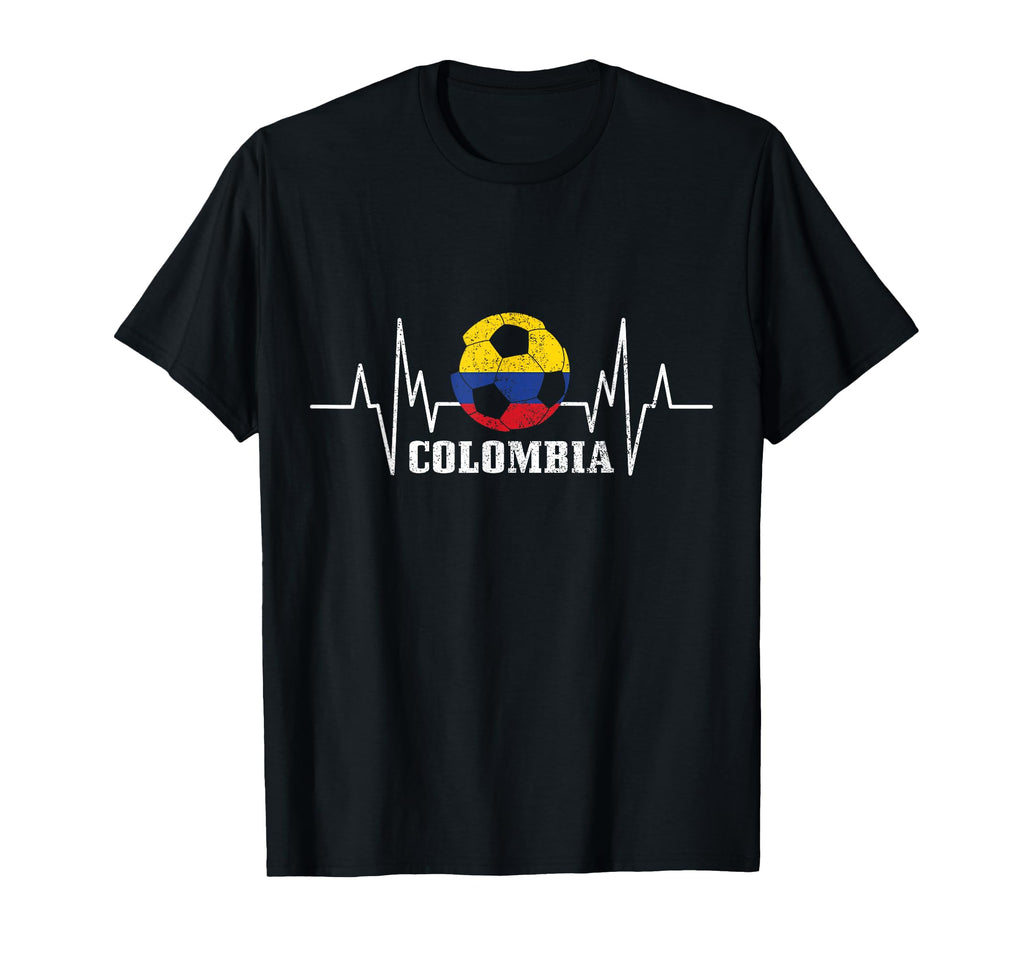 Colombia Heartbeat Colombian Flag Fan T-Shirt - Graphic Print for Adults