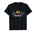 Colombia Heartbeat Colombian Flag Fan T-Shirt - Graphic Print for Adults