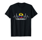 Colombia Heartbeat Colombian Flag Fan T-Shirt - Graphic Print for Adults