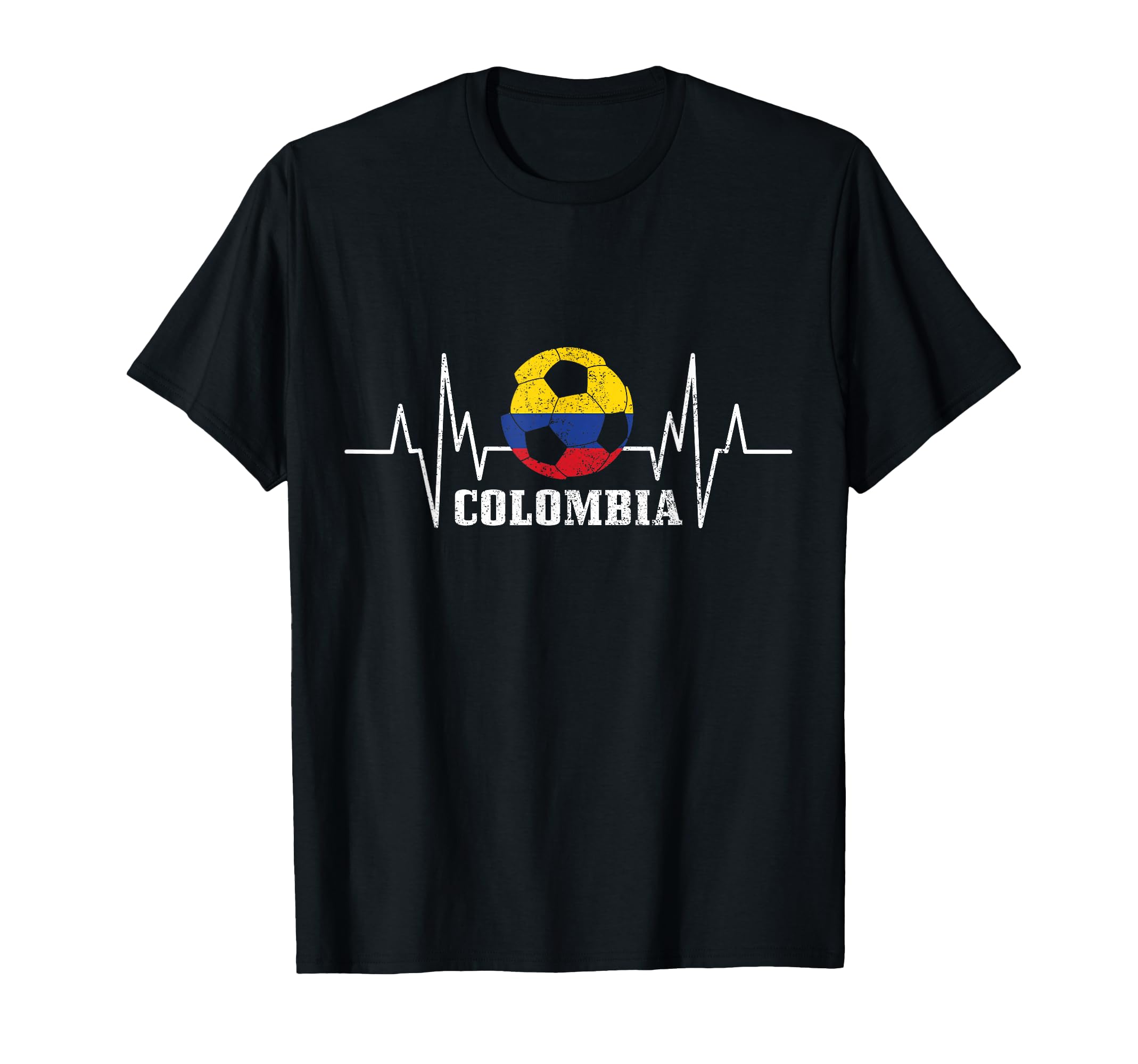 Colombia Heartbeat Colombian Flag Fan T-Shirt - Graphic Print for Adults