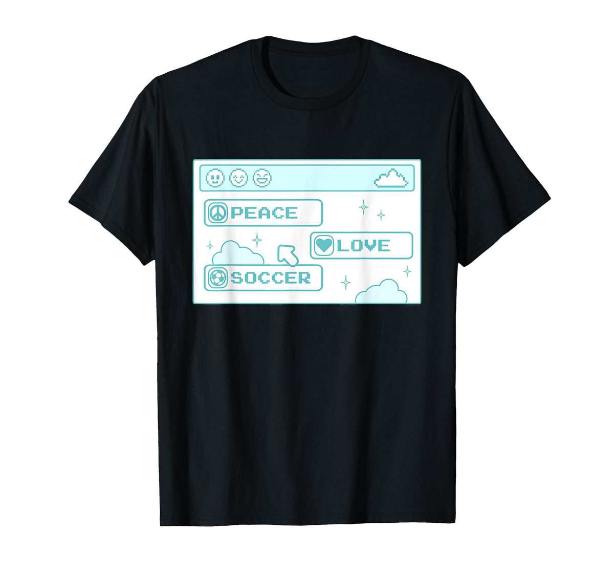 Computer Geek Peace Love Soccer Lover T-Shirt - Unique Graphic Men Women