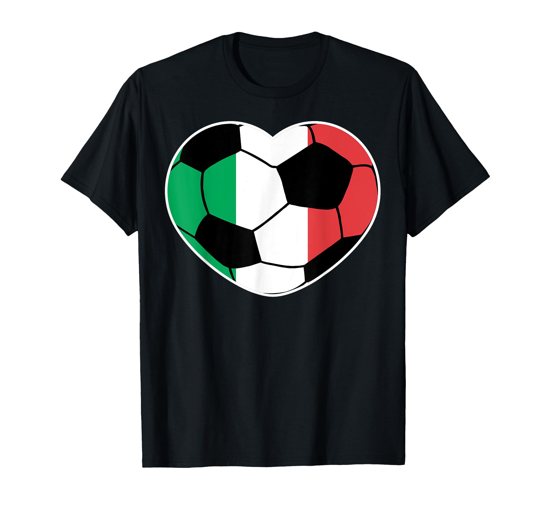Italy Soccer Ball Heart Italian T-Shirt - Minimalist Print for Adults