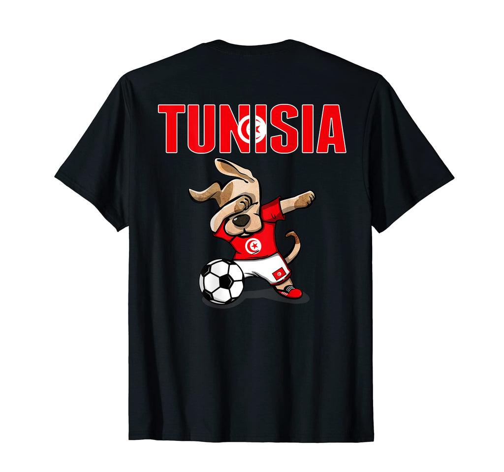 Dabbing Dog Tunisia Soccer Lovers T-Shirt - Fun Novelty Design Unisex