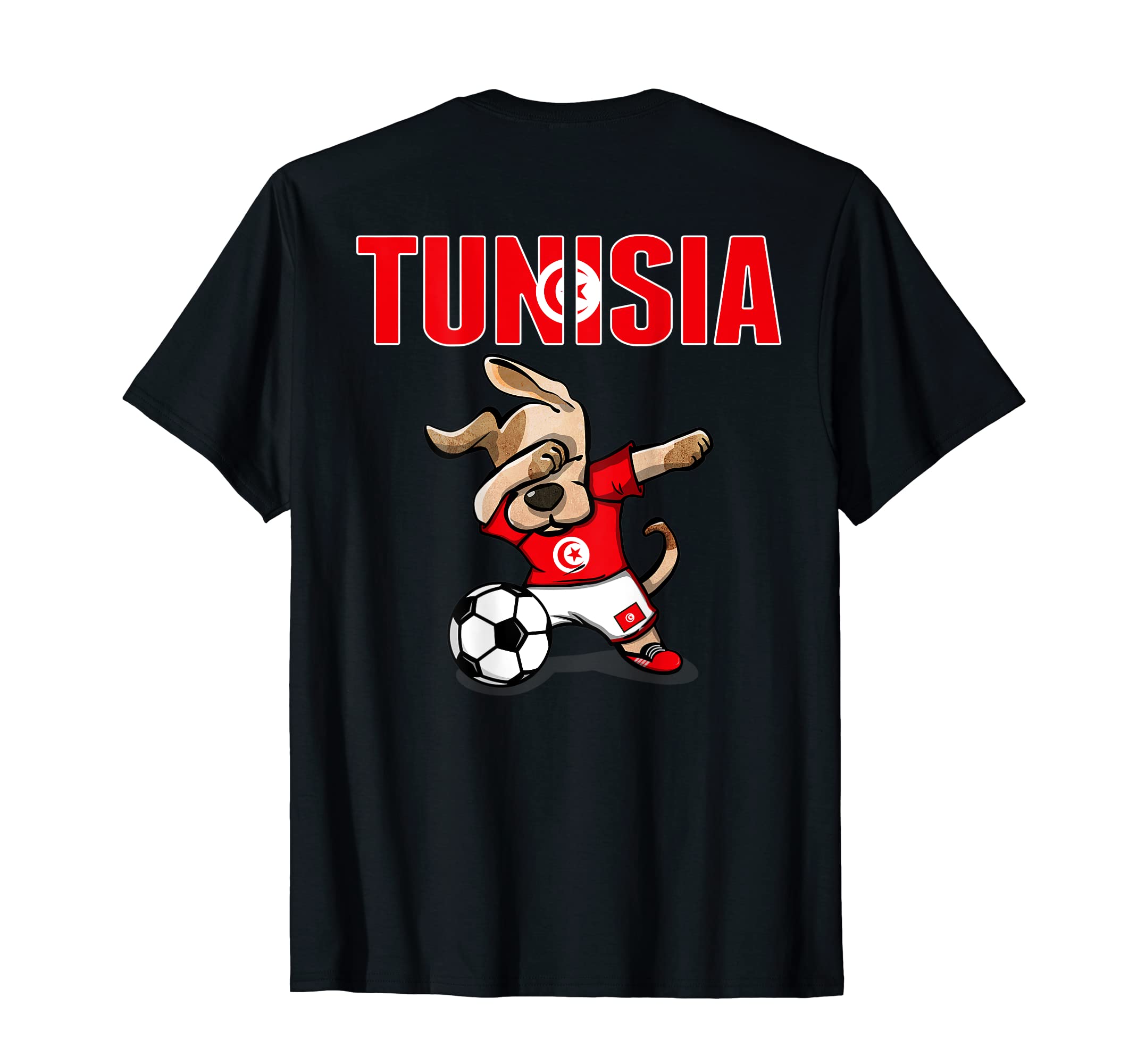 Dabbing Dog Tunisia Soccer Lovers T-Shirt - Fun Novelty Design Unisex