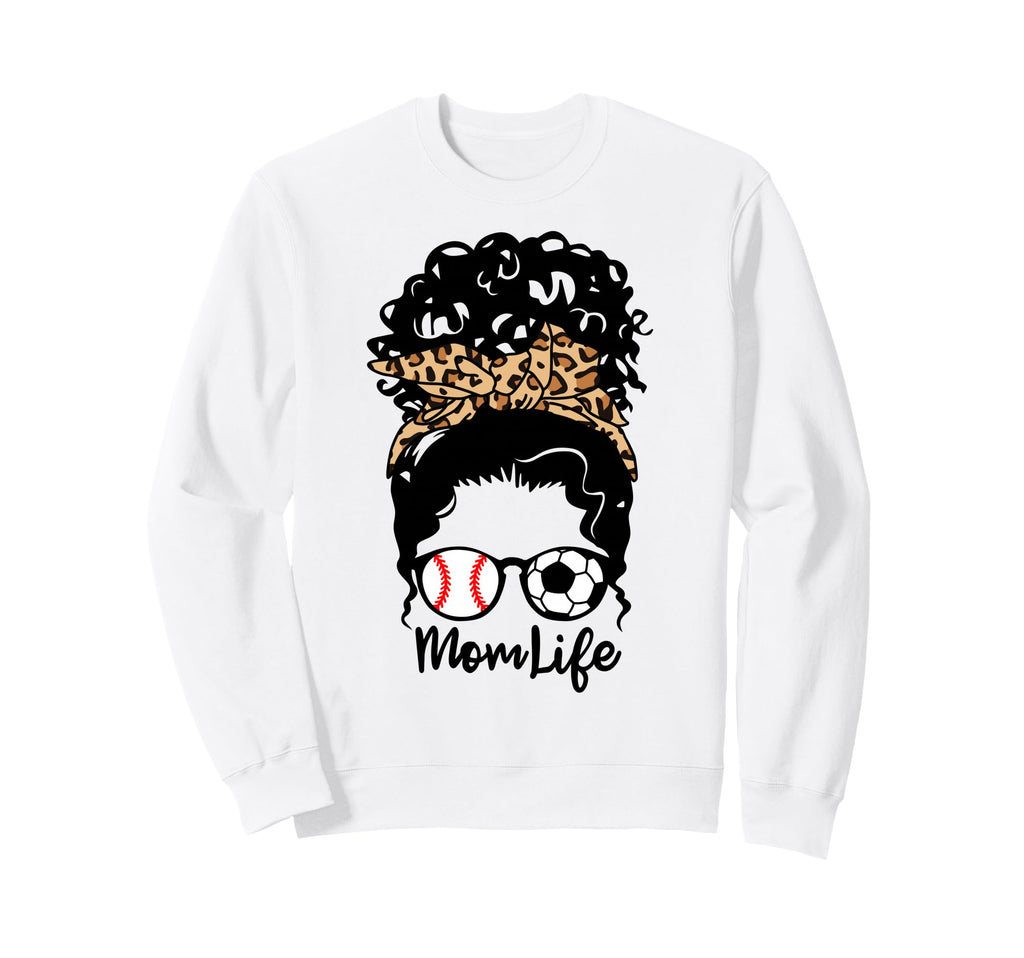 Mom Life Messy Bun Curly Hair Sweatshirt - Casual Everyday Wear Unisex