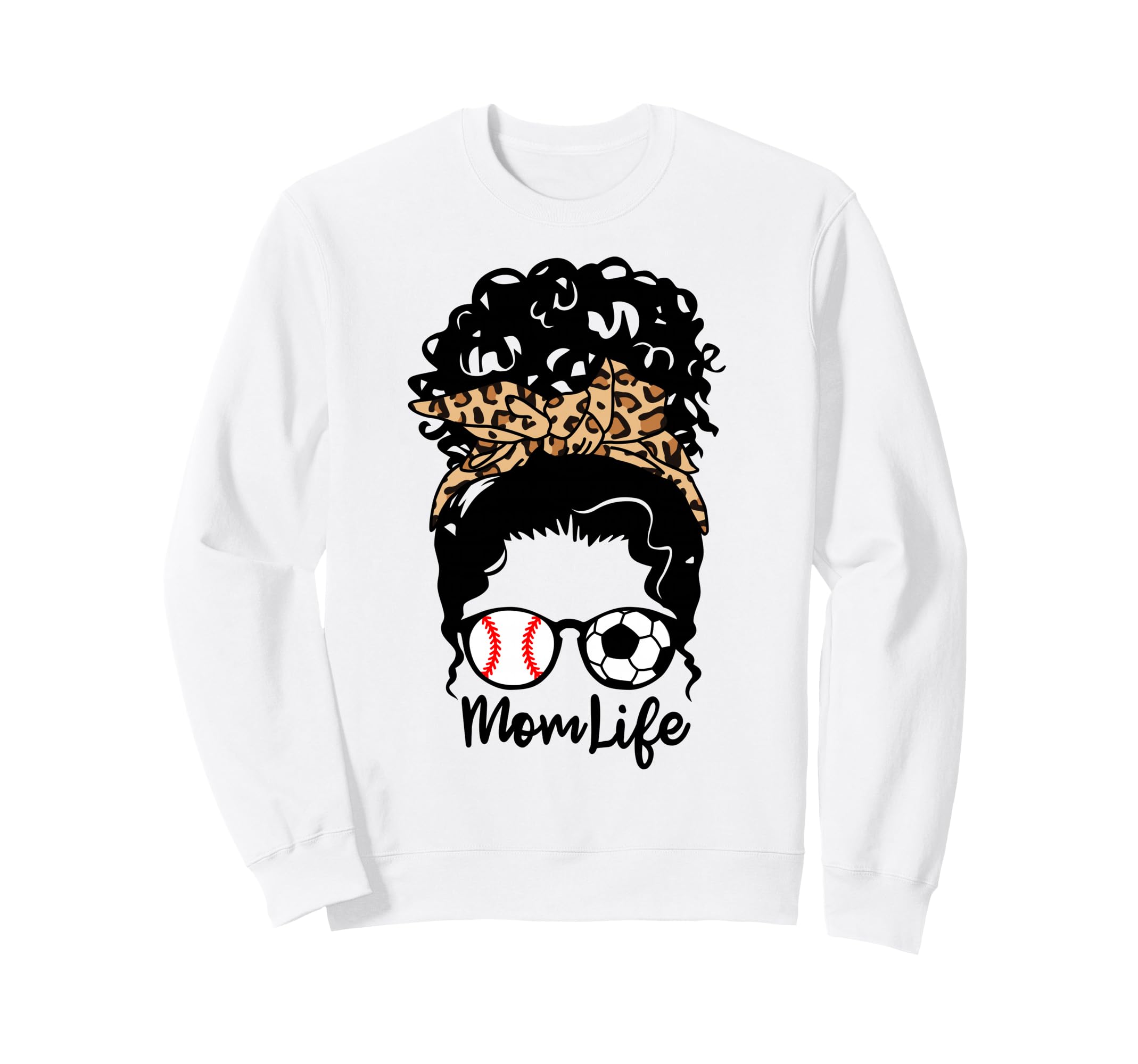 Mom Life Messy Bun Curly Hair Sweatshirt - Casual Everyday Wear Unisex