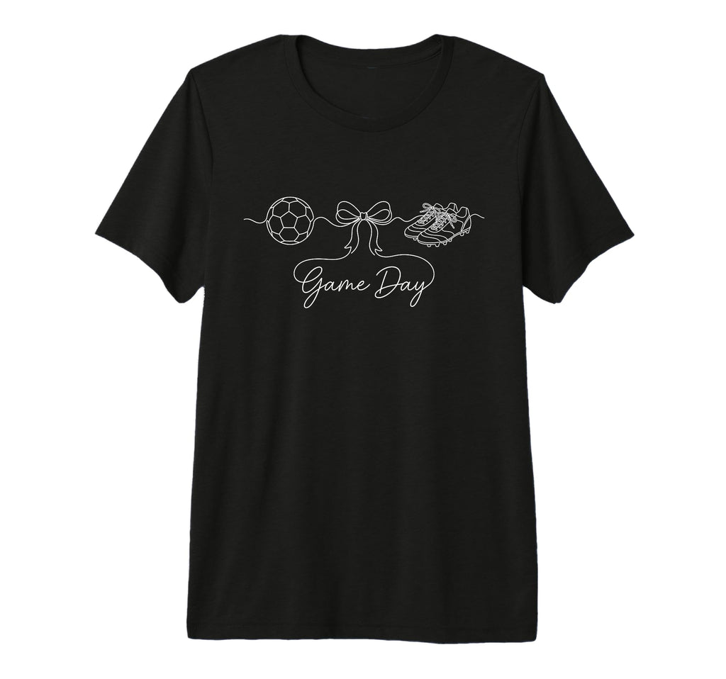 Game Day Soccer Mom Ball Bow Cleats Sports T-Shirt - Trendy Graphic Unisex