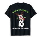 Santas Favorite Soccer Player Ugly T-Shirt - Novelty Apparel for Adults