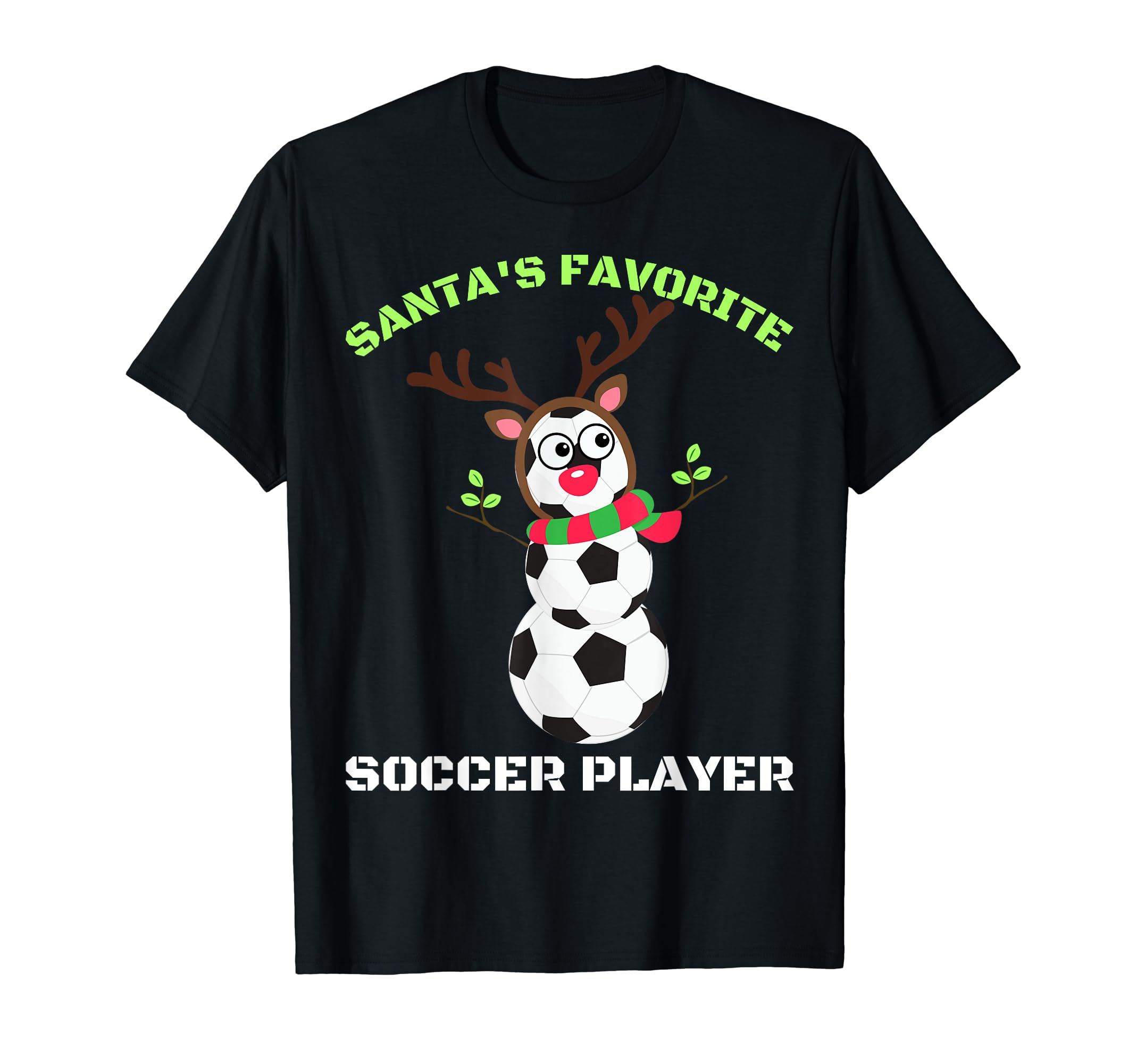 Santas Favorite Soccer Player Ugly T-Shirt - Novelty Apparel for Adults