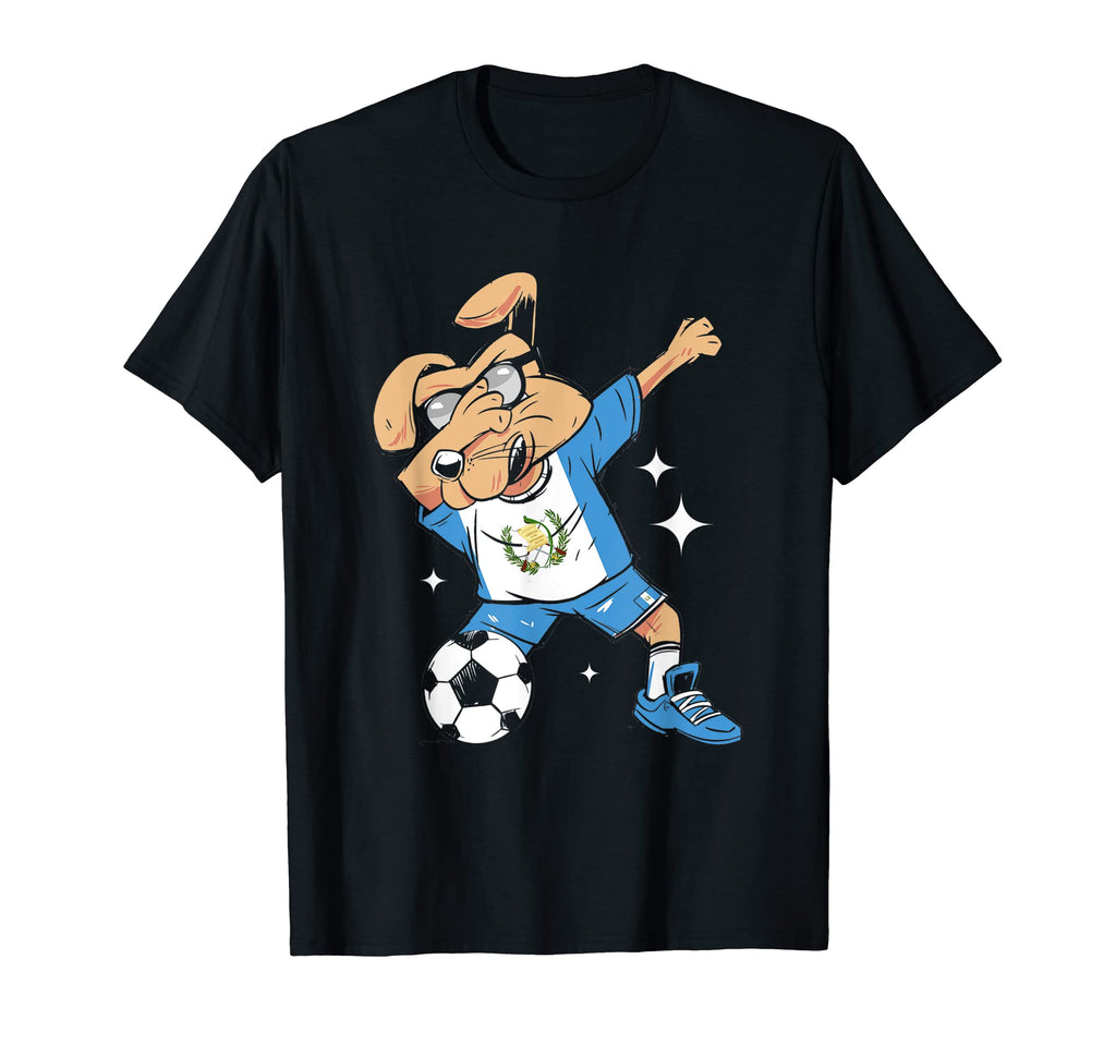 Guatemala Flag Dabbing Dog Football T-Shirt - Fun Novelty Design Men Women