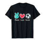 Funny Peace Love Soccer Field T-Shirt - Casual Everyday Wear Men Women