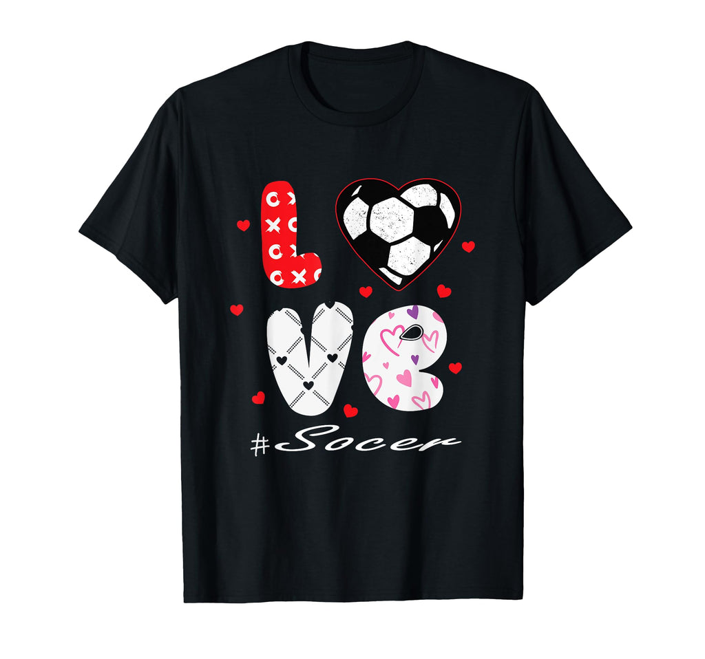 Love Soccer Football Sport Hearts T-Shirt - Trendy Graphic for Adults