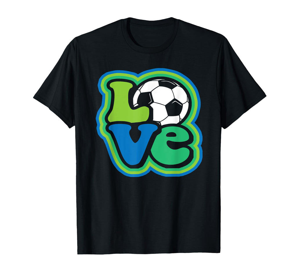 Soccer Love Teen Blue Green T-Shirt - Custom Art Print for Adults