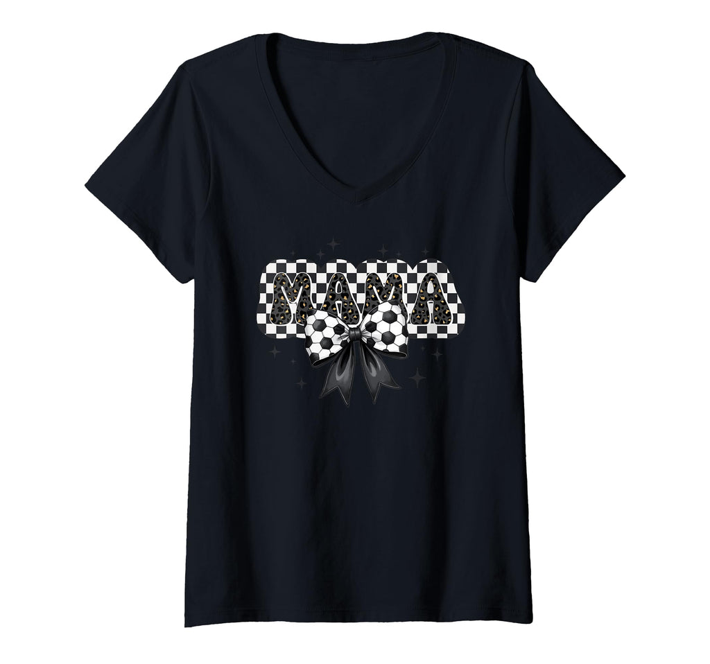 Soccer Mama Bow Mom Mommy Mother T-Shirt - Casual Everyday Wear Unisex